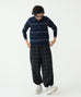 BEAMS PLUS / 14 gauge raglan sleeve knit polo shirt-Navy