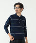 BEAMS PLUS / 14 gauge raglan sleeve knit polo shirt-Navy
