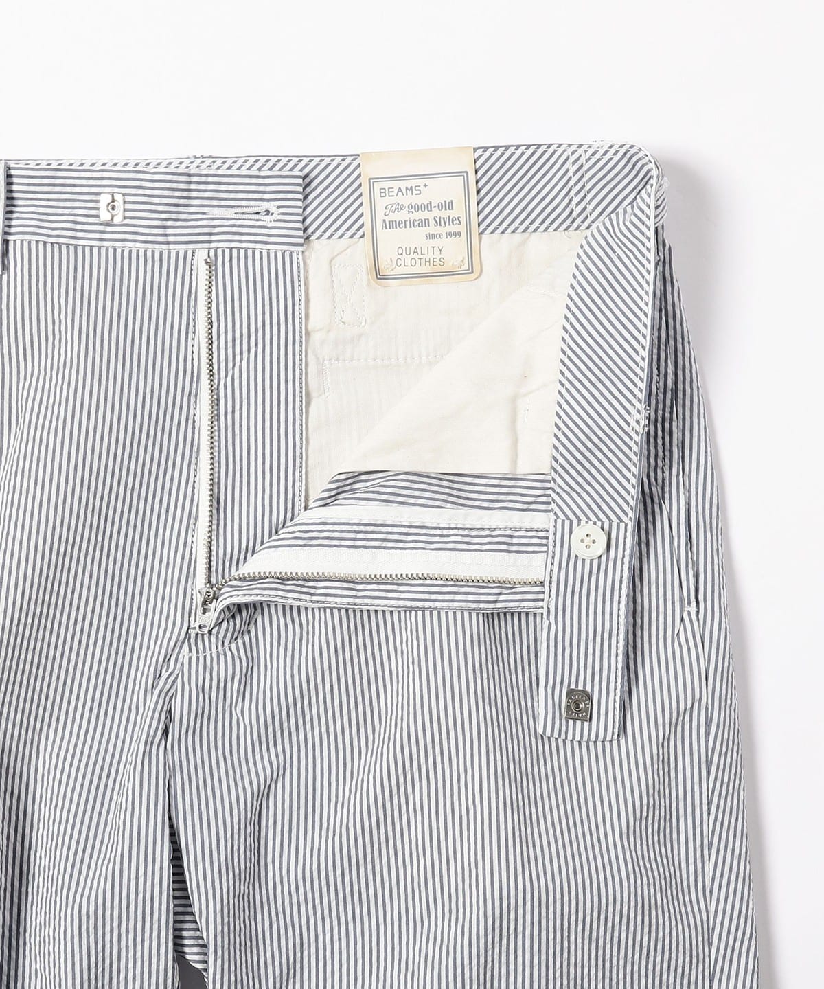 Beams Plus | IVY Trousers Ankle-Cut COOLMAX Seersucker | Blue