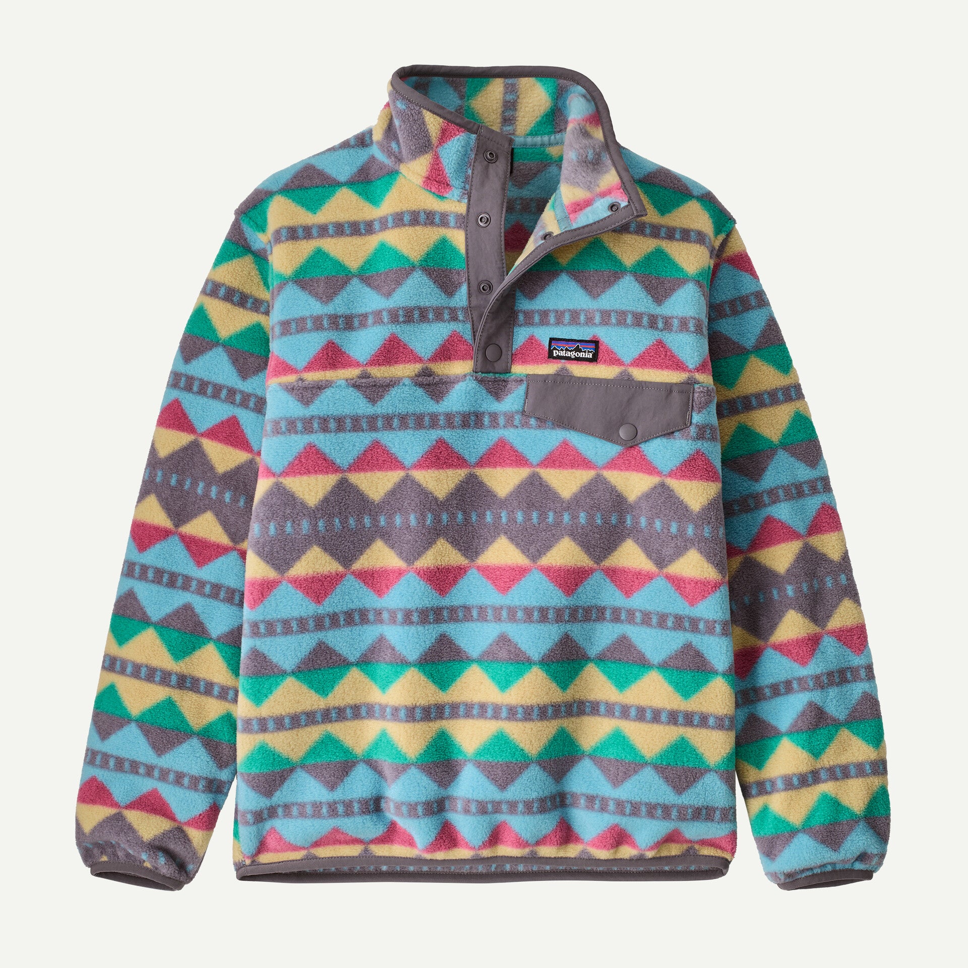 Patagonia K's LW Synch Snap-T P/O - Diamond Stripe: May Grey