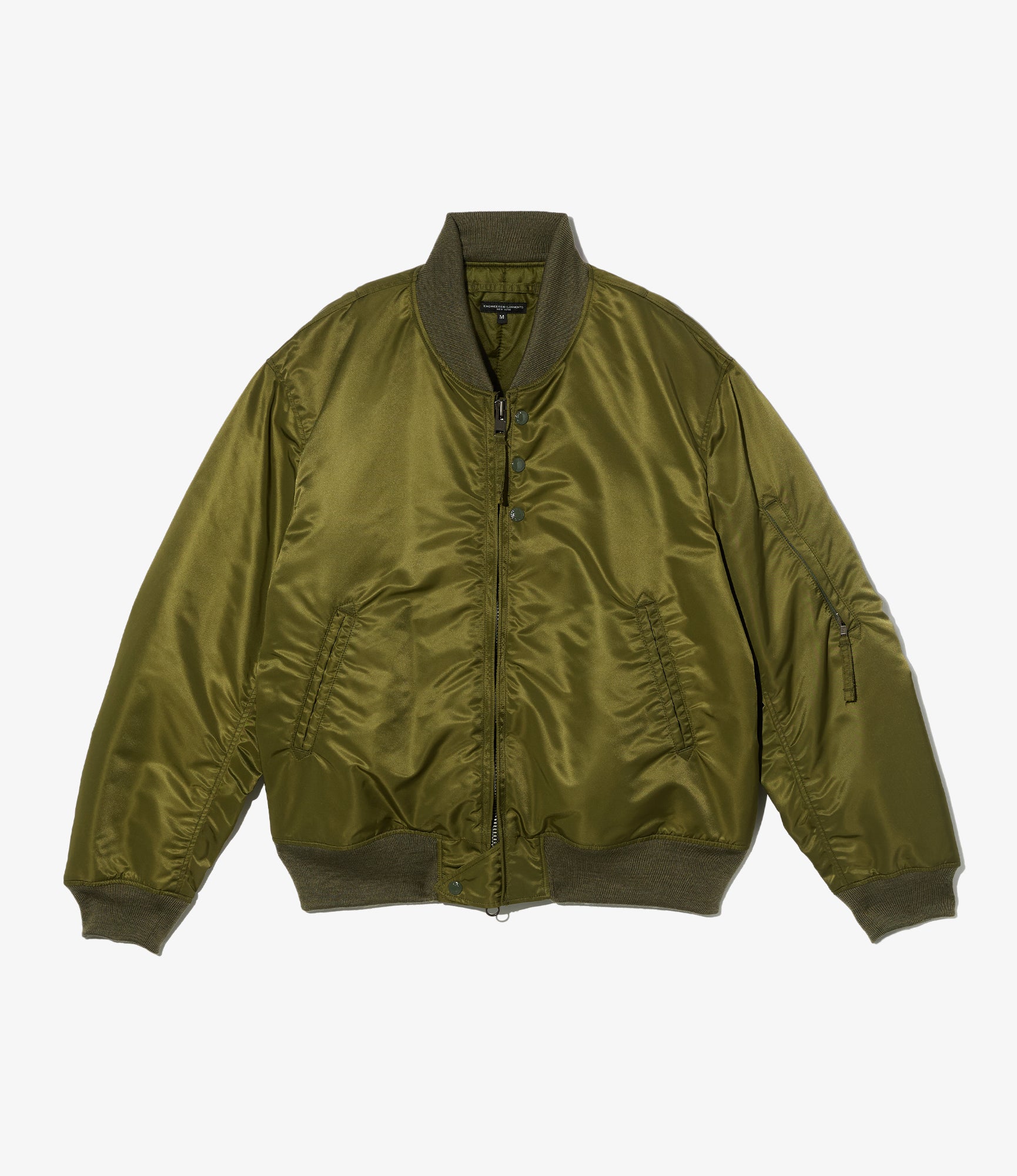 ジャケット・アウター Engineered Garments Aviator Jacket MA-1 Engineered Garments Aviator Jacket - Olive Flight Satin Nylon