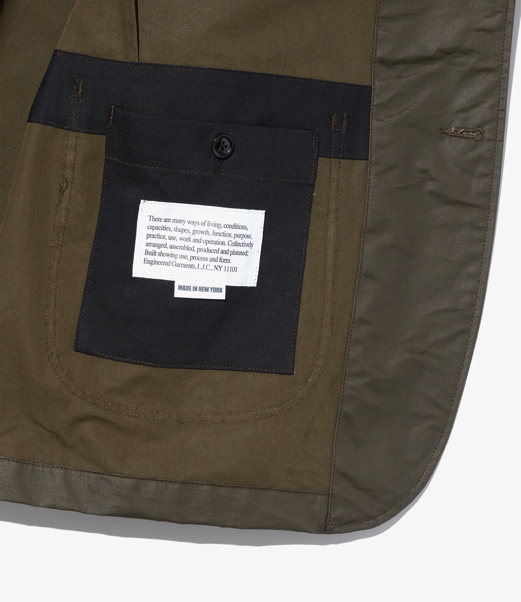 Engineered Garments Bedford Jacket - Olive Nyco Coated Cloth