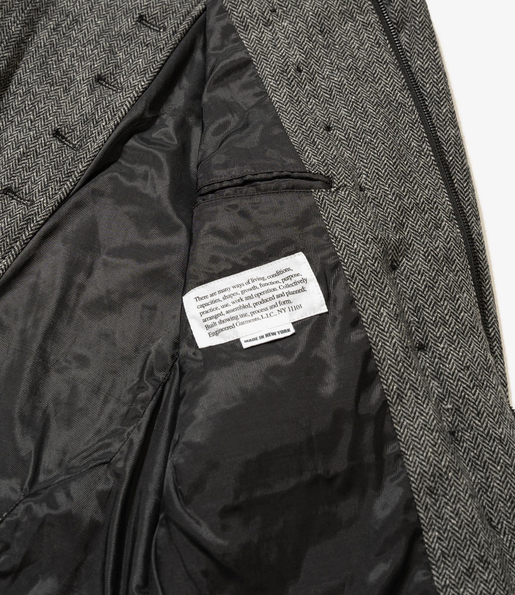 Engineered Garments Chelsea Jacket - Grey Poly Wool Herringbone - S