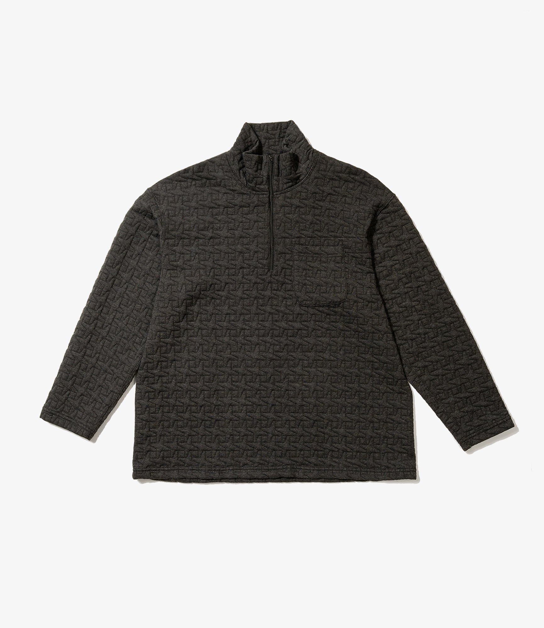 Engineered Garments Zip Mock Neck - Charcoal PC Quilted Jersey - XS