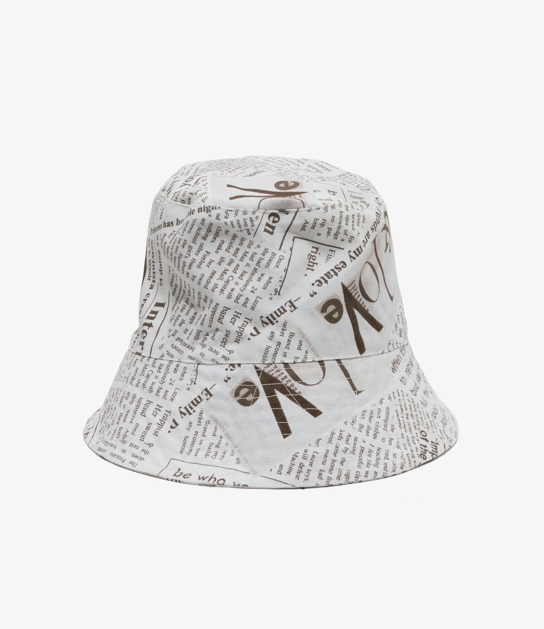 Engineered Garments Bucket Hat - White Cotton Newspaper Print