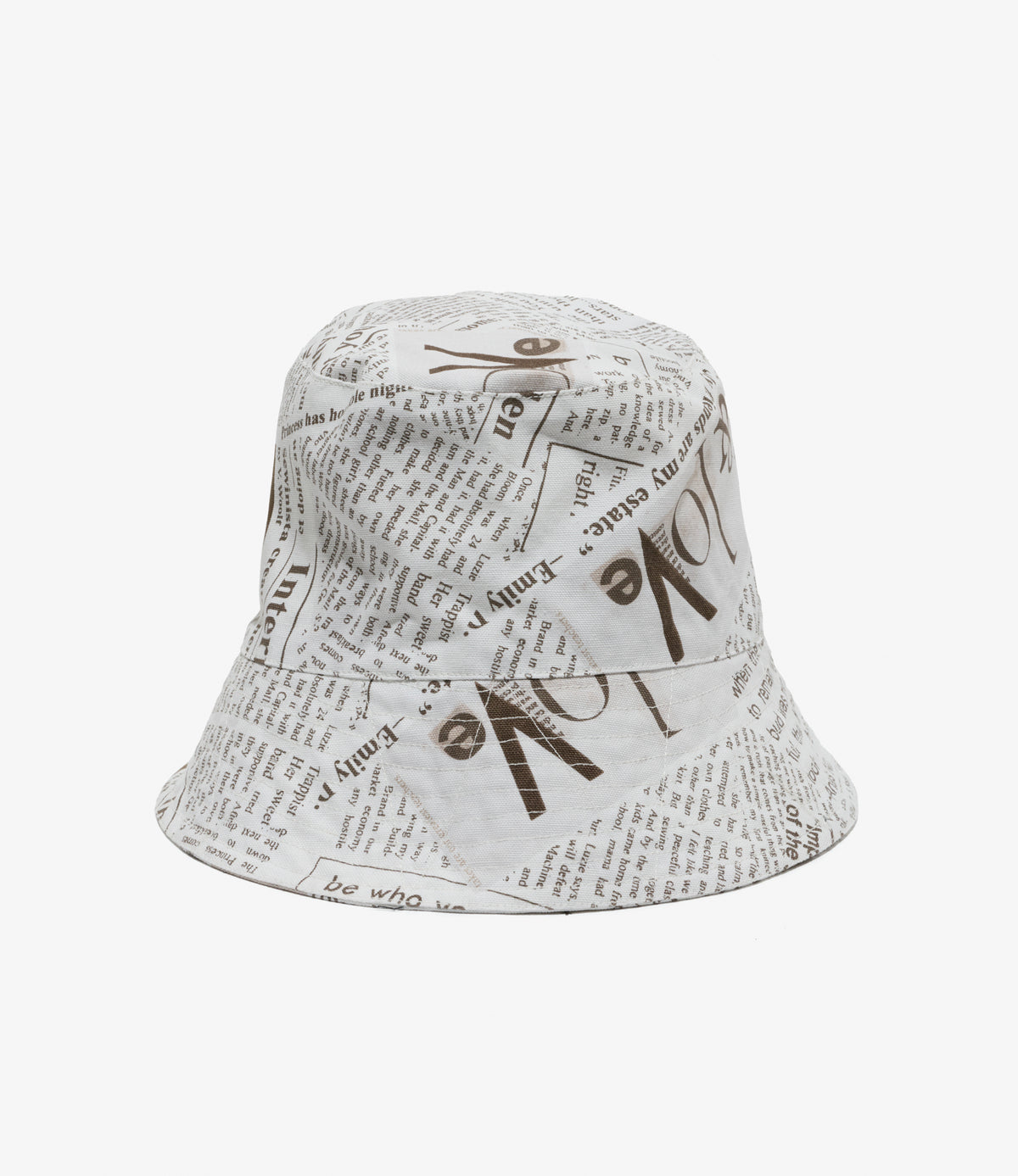 Engineered Garments Bucket Hat - White Cotton Newspaper Print 