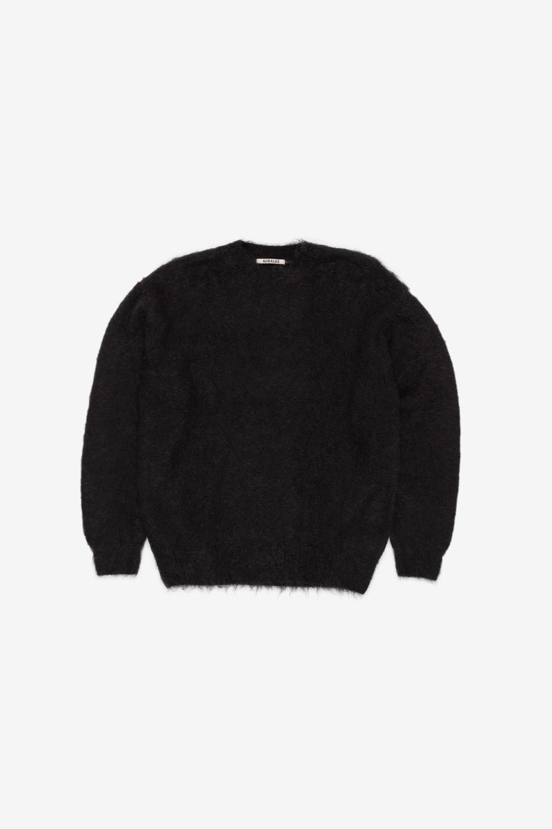 トップス AURALEE BRUSHED SUPER KID MOHAIR KNIT Auralee Brushed Super Kid Mohair Knit P/O - Ink Black – Totem