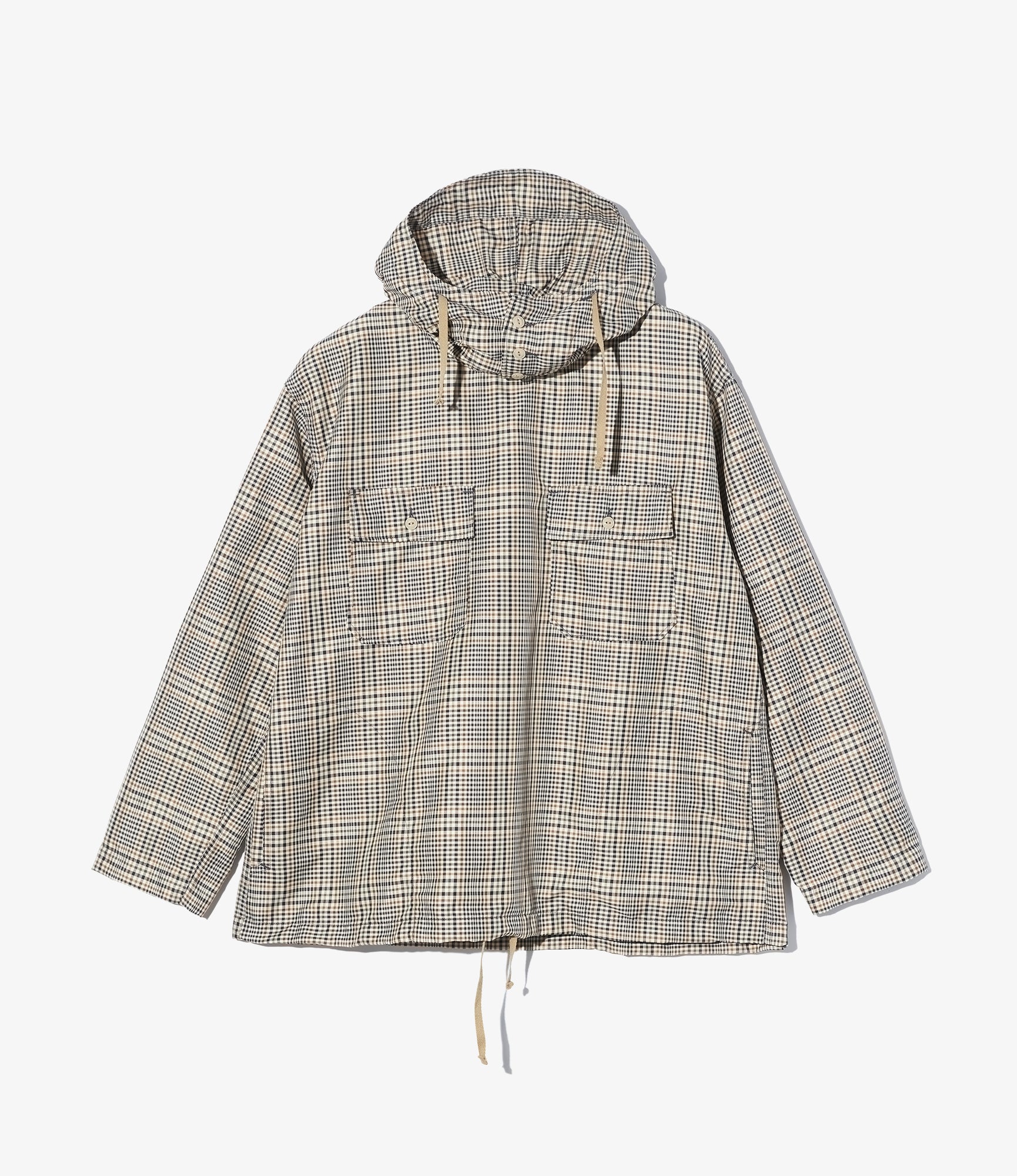Engineered Garments Cagoule Shirt - Khaki Plaid Polyester Cloth