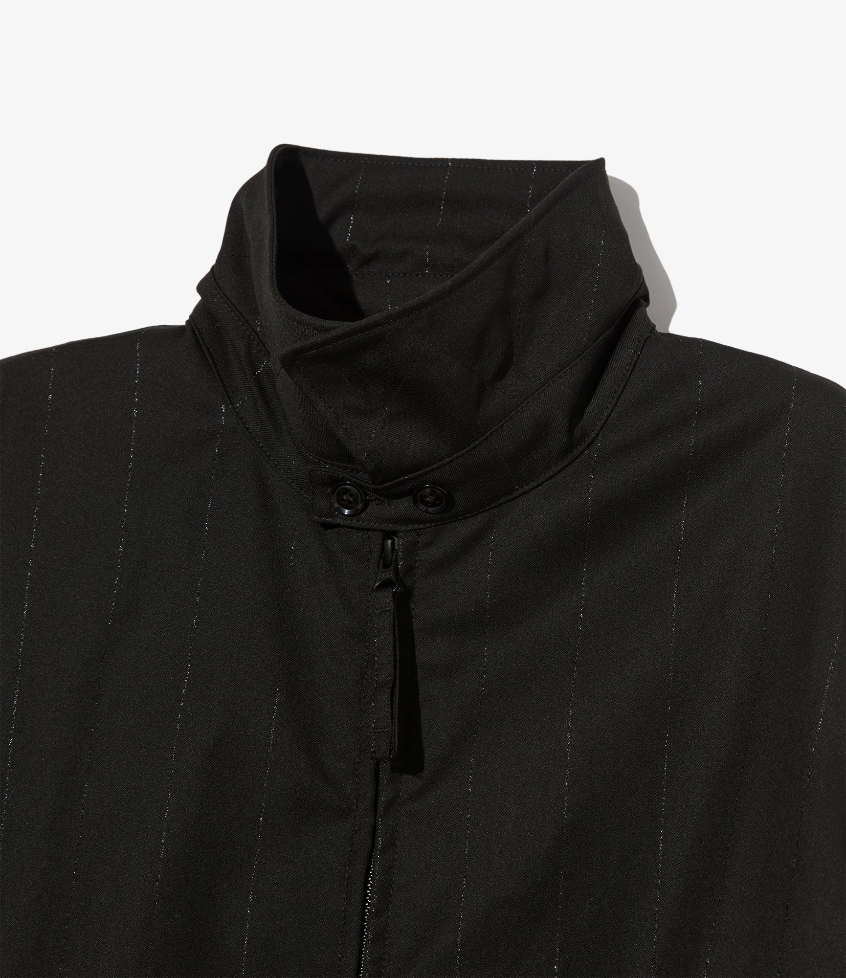 Engineered Garments Claigton Jacket - Black Polyester Lurex Stripe
