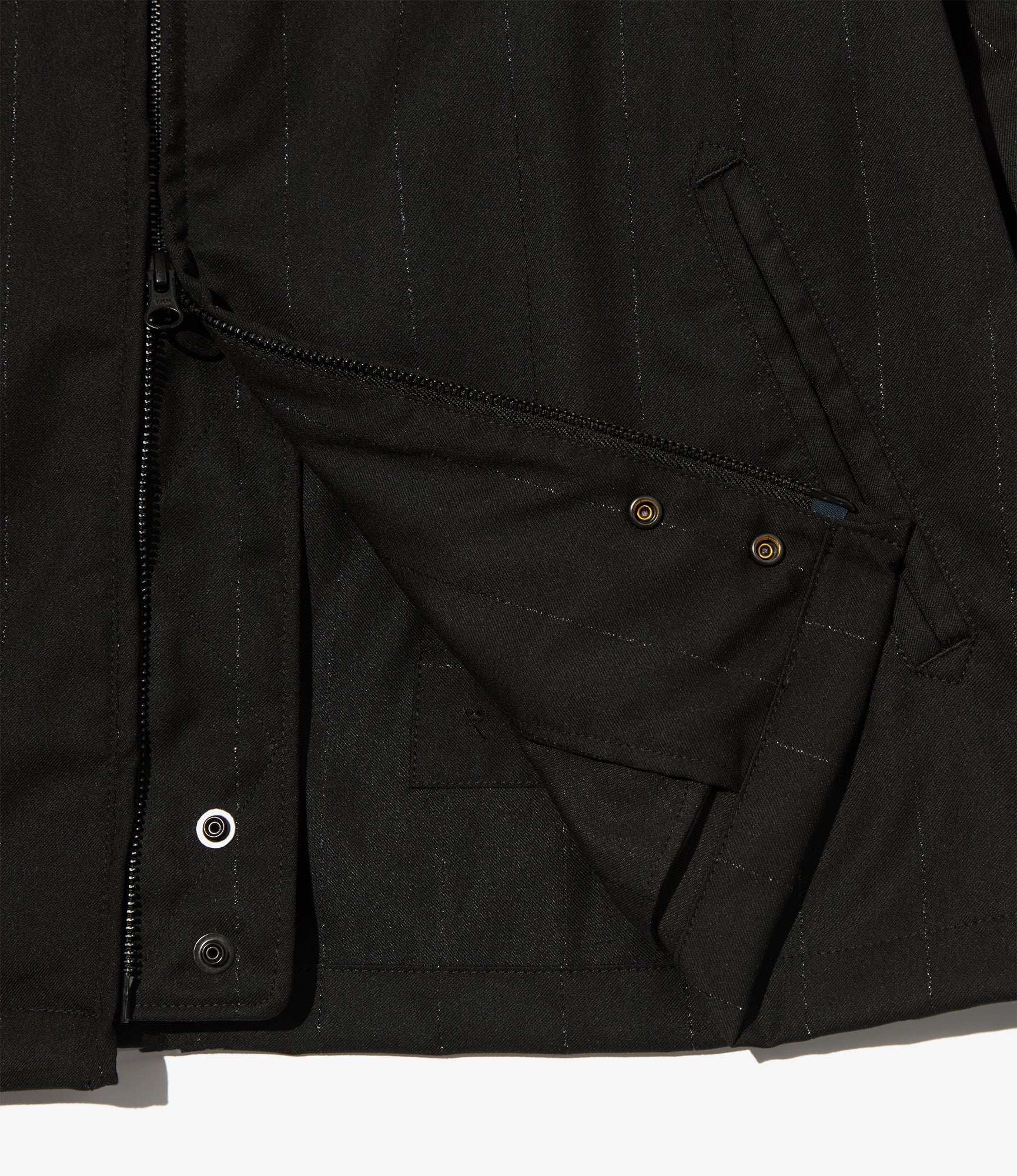 Engineered Garments Claigton Jacket - Black Polyester Lurex Stripe
