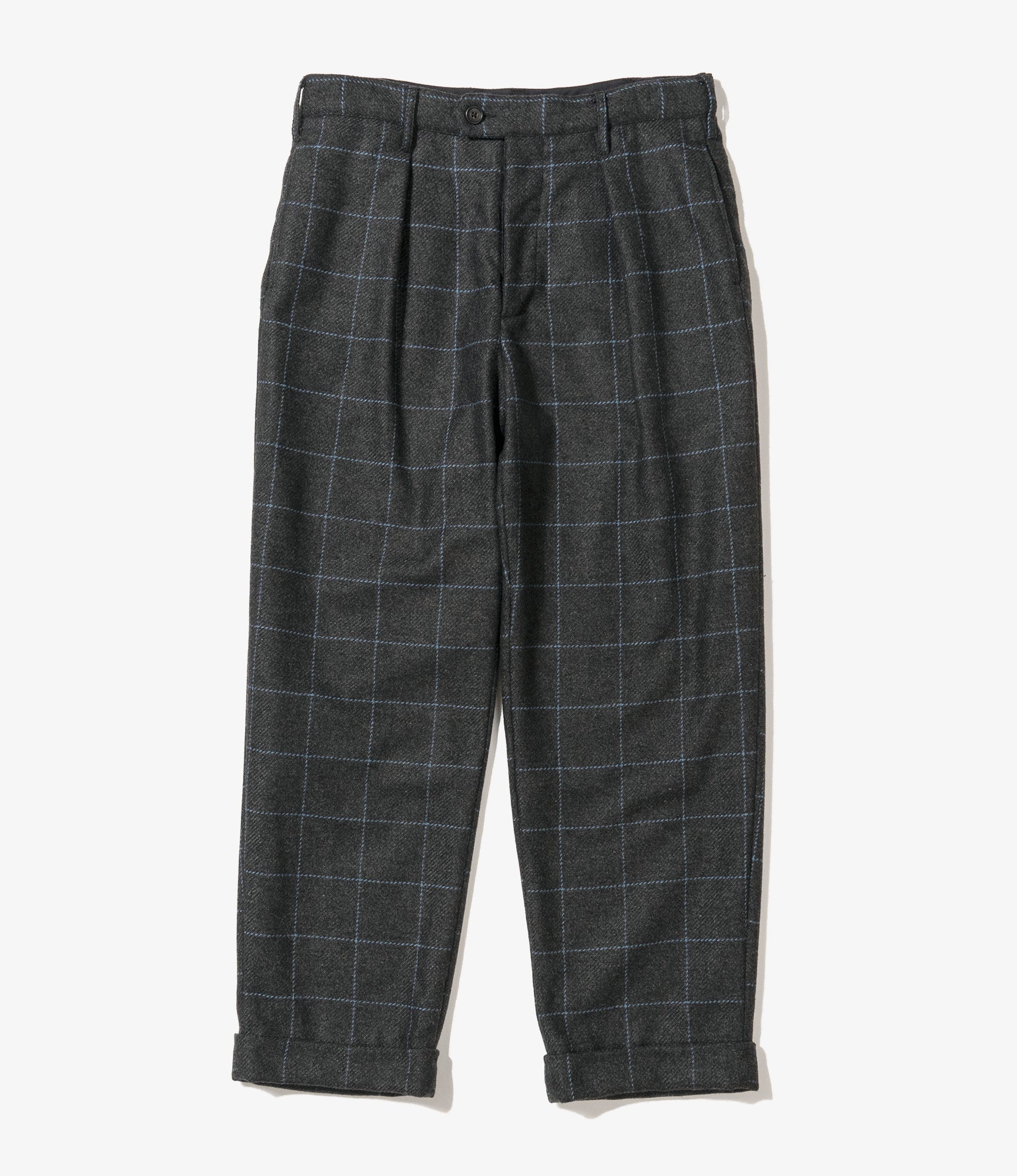 Engineered Garments Carlyle Pant - Charcoal/Lt. Blue Wool Poly Windowpane -  XS