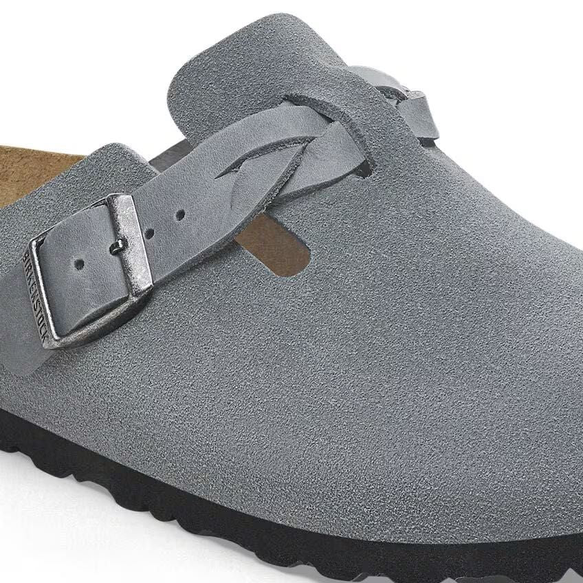 Birkenstock Boston Braided Suede Oiled - Basalt Gray – Totem Brand Co.