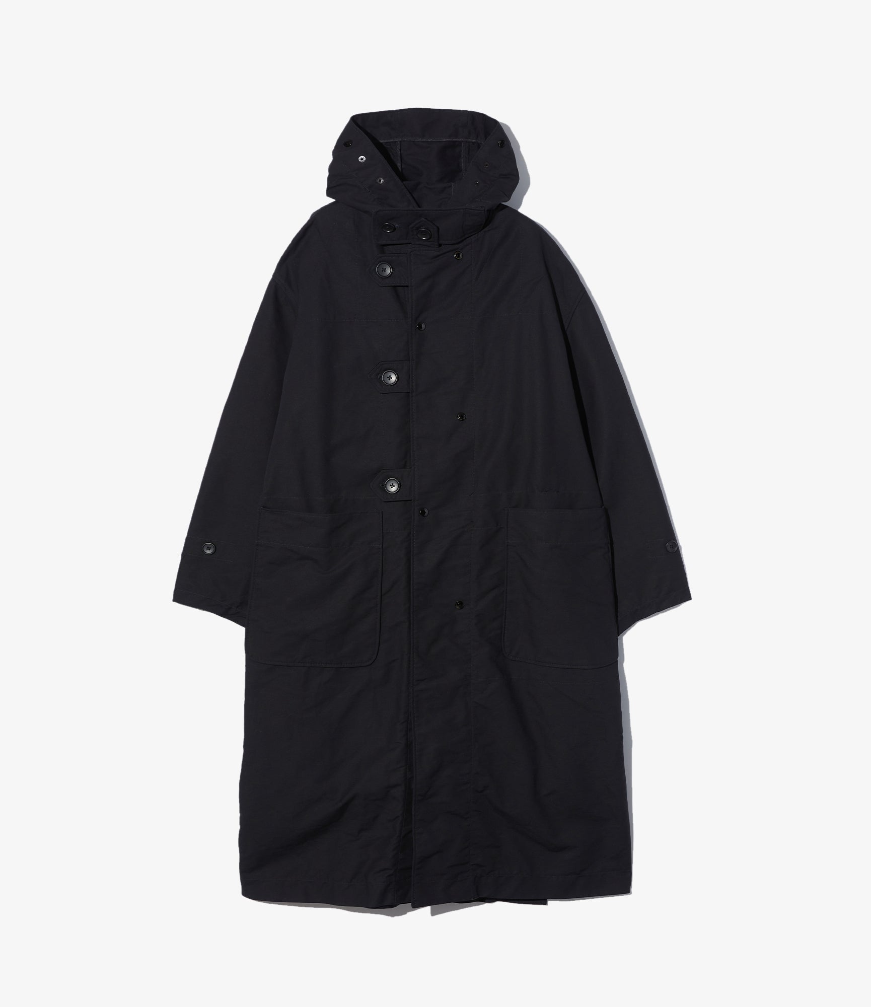 Engineered Garments Duffle Coat - Black Cotton Double Cloth