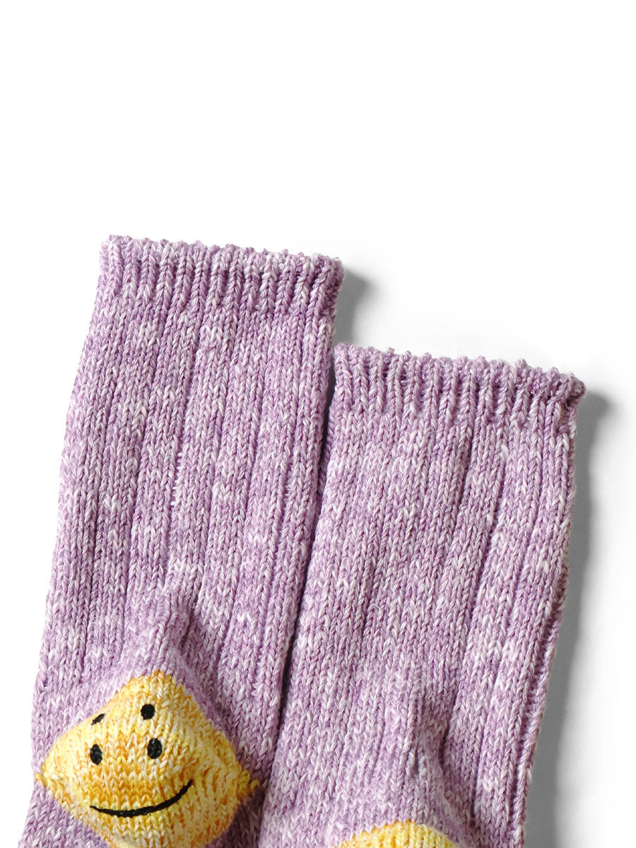 kapital PURPLExGREE Socks, HEEL-Hold HAPPY RAINBOWY IVY Yarns 60 Kapital スケーターズニーハイ HEEL刺繍 スマイルソックス　HAPPY ソックス