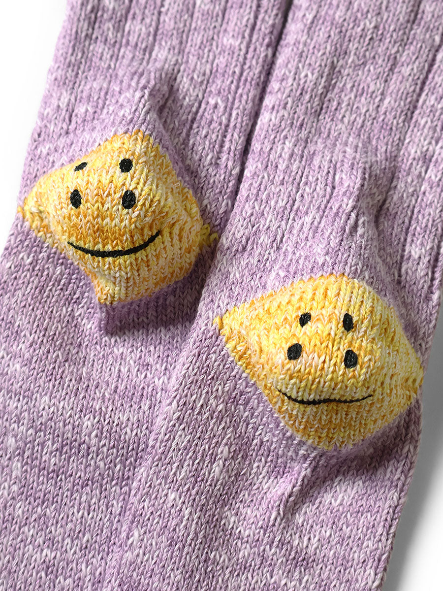 Kapital 56 Yarns 3x1 Rib RAINBOWY HAPPY HEEL Socks - Purple