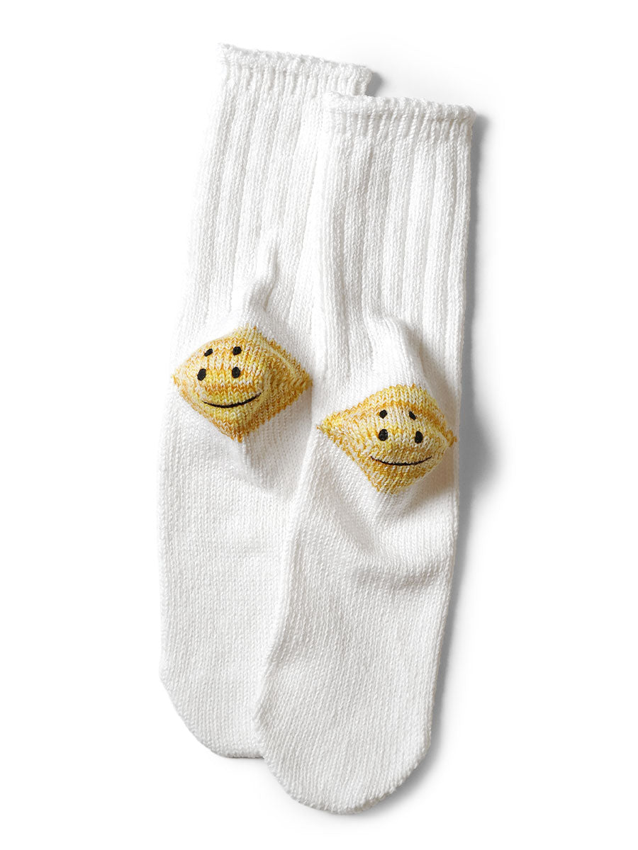 Kapital 56 Yarns 3x1 Rib RAINBOWY HAPPY HEEL Socks - White – Totem