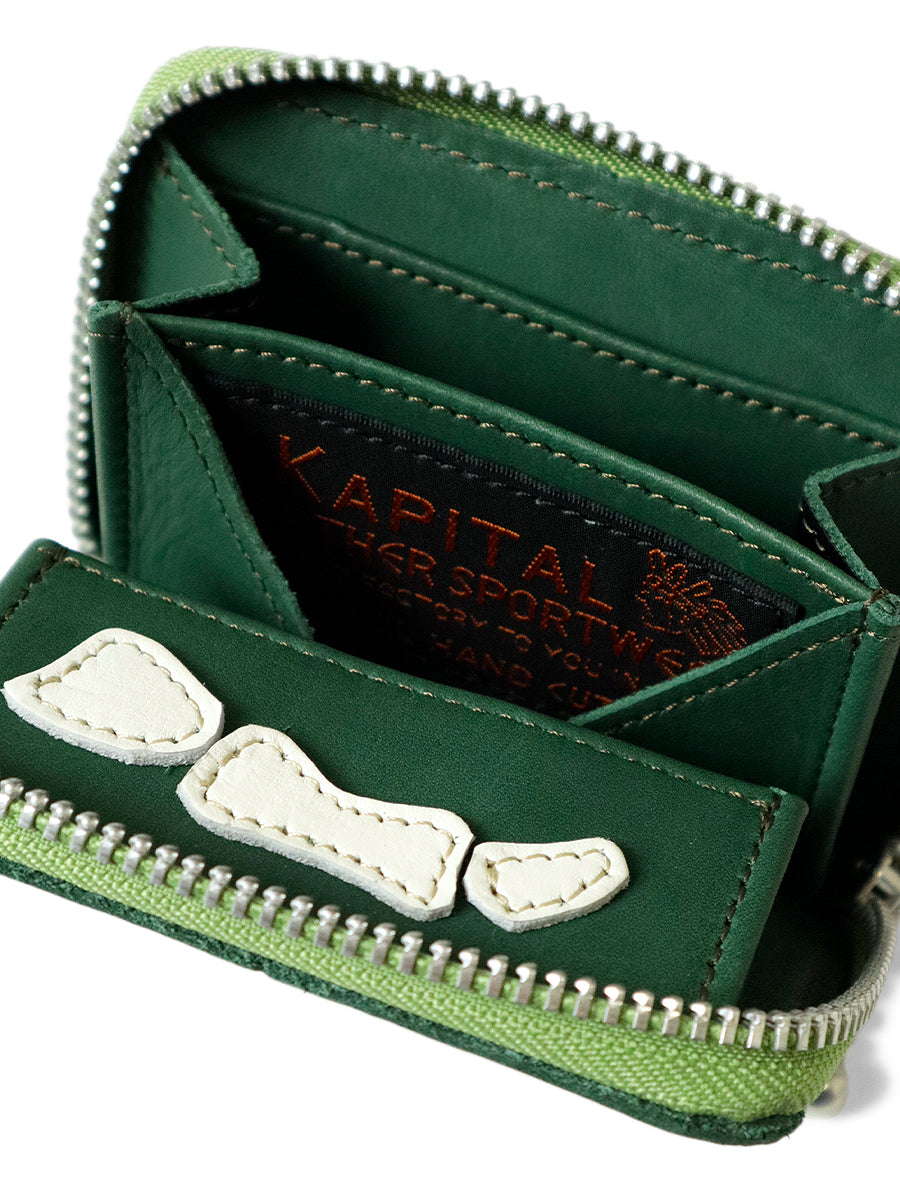 Kapital THUMB-UP BONE HAND ZIP Mini Wallet - Green