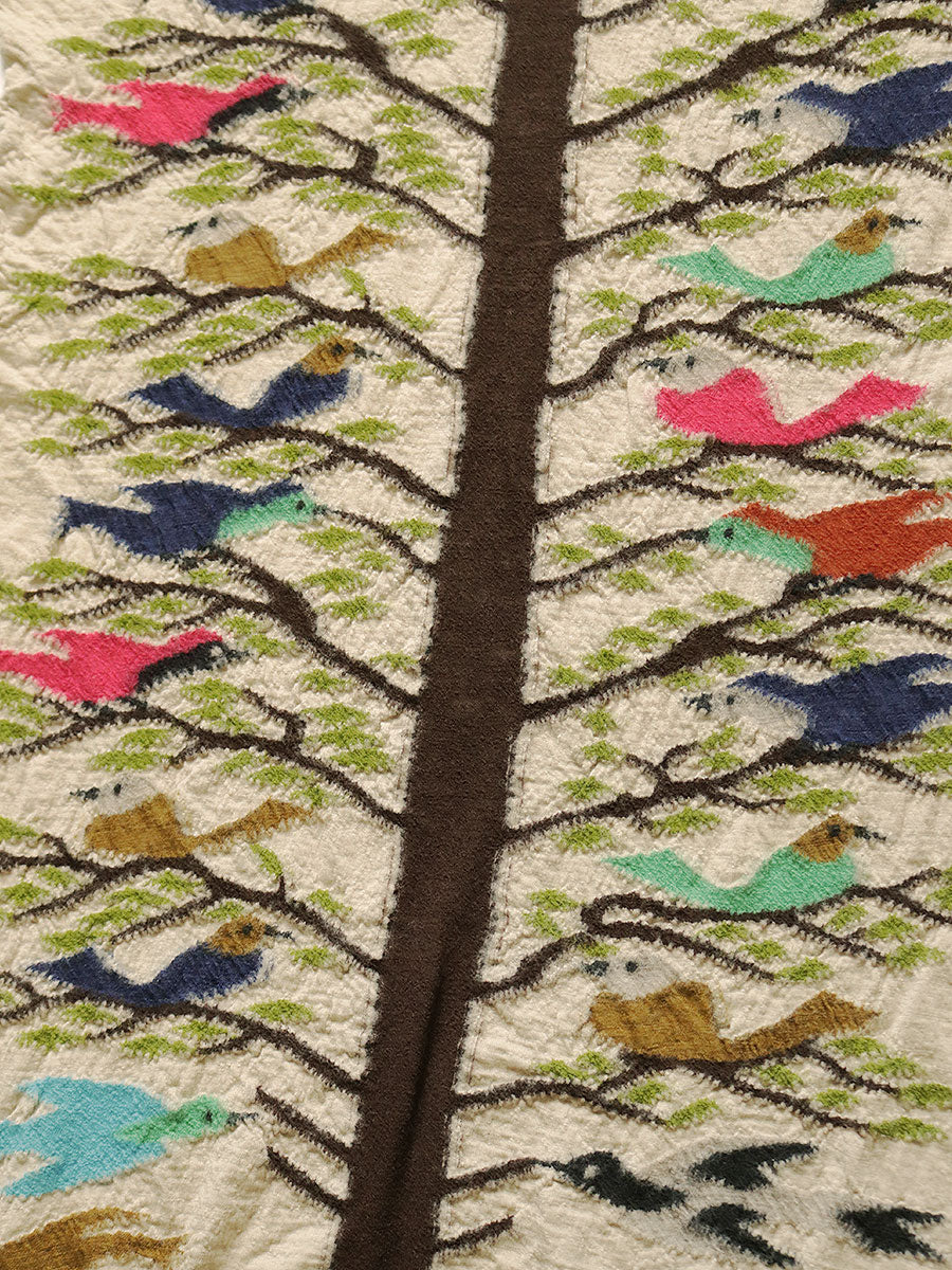 Kapital - Fulling Wool Scarf BIRD TREE - Beige – Totem Brand Co.