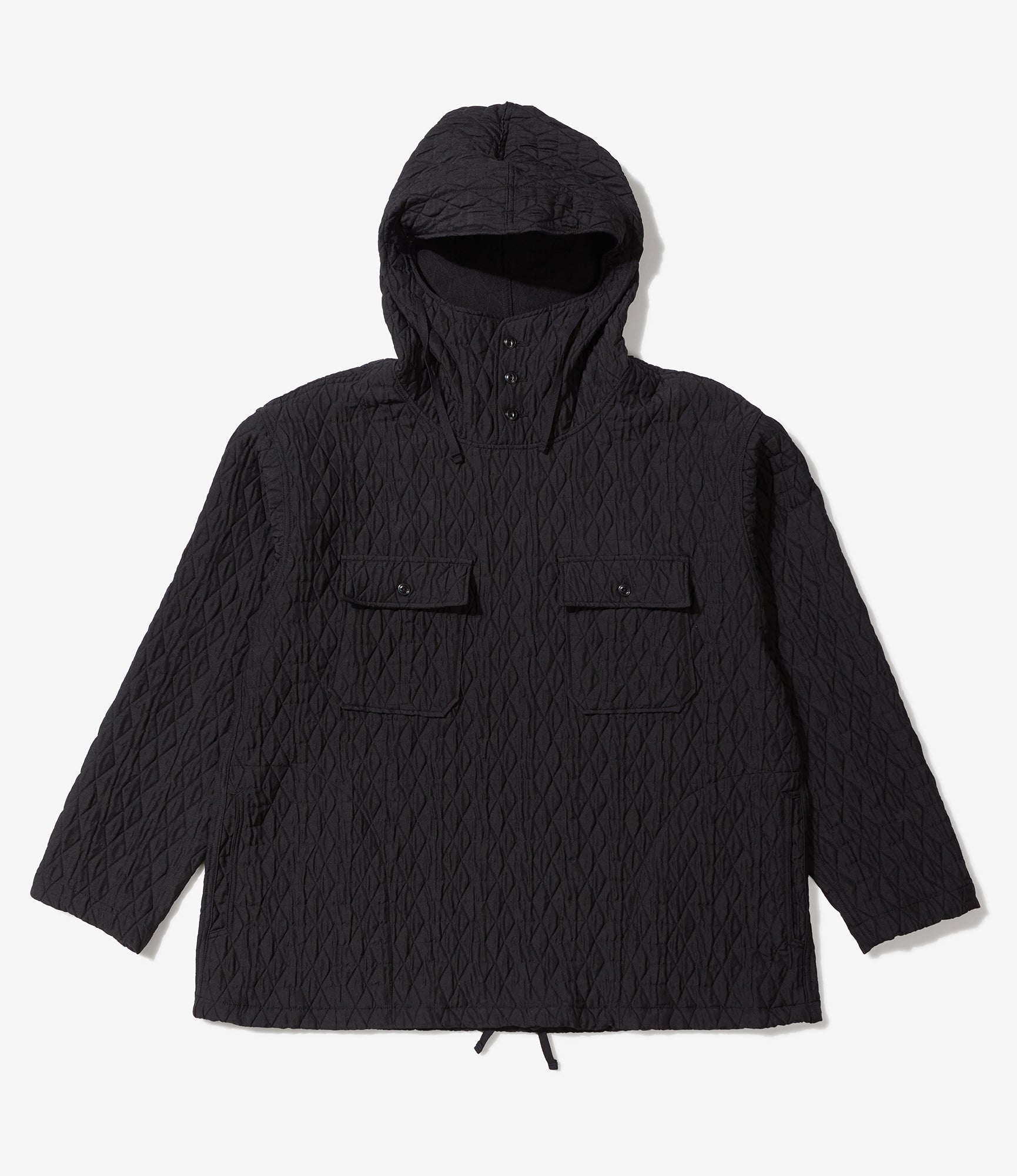 Engineered Garments Cagoule Shirt - Black Polyester Geo Quilt - XS