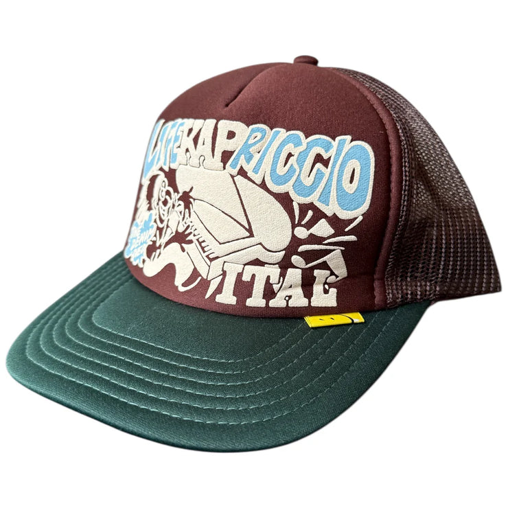 Kapital LIFE KAPRICCIO Track Cap - Brown / Dark Green – Totem