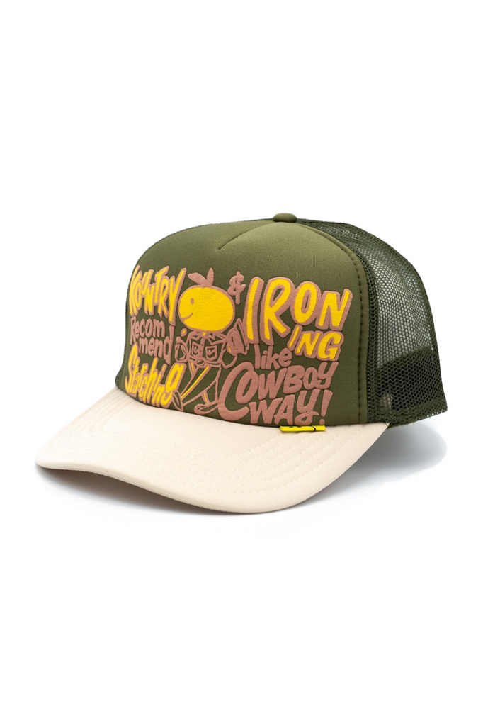 Kapital CONEYCOWBOWY Trucker CAP - Dark Green x Ecru