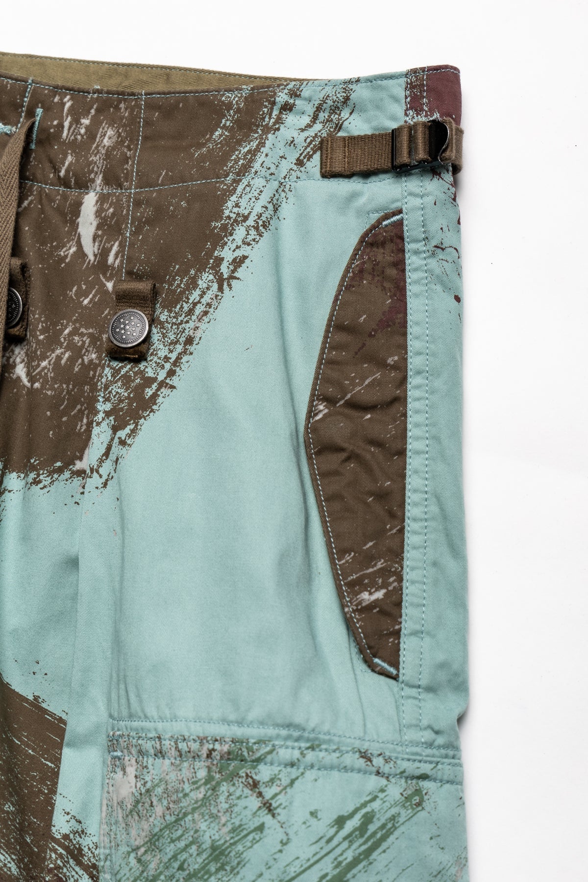 Kapital Combed Burberry BRUSH-CAMO JUMBO Cargo Pants - Turquoise