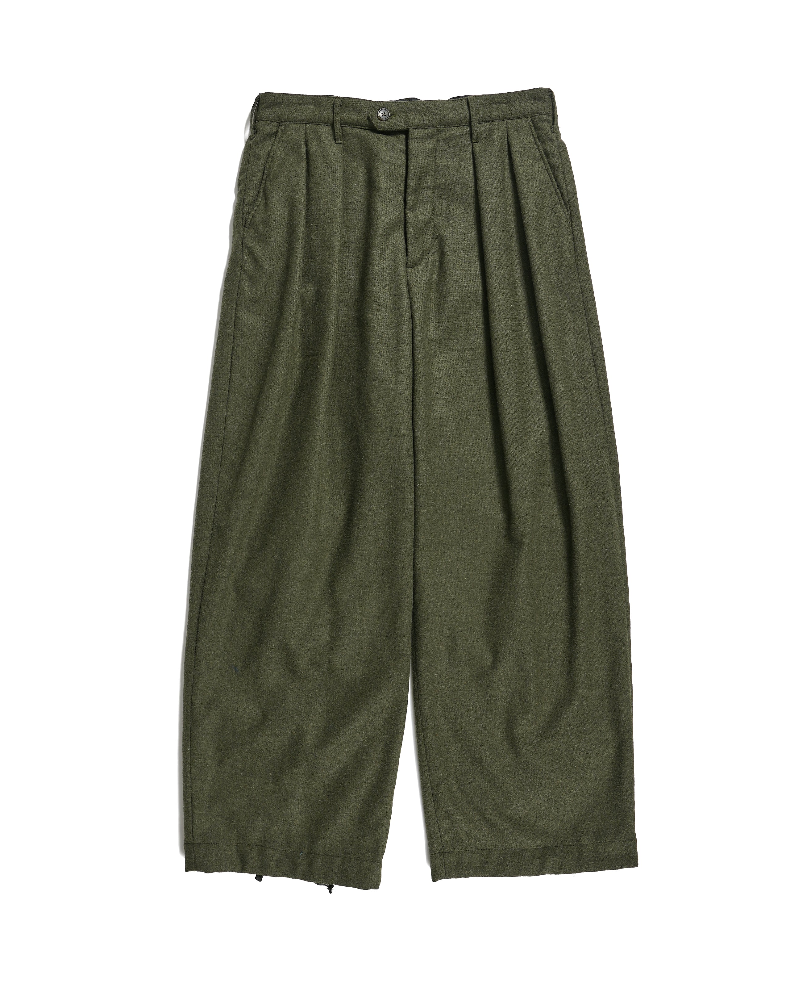 Engineered Garments Oxford Pants - Olive Solid Poly Wool Flannel