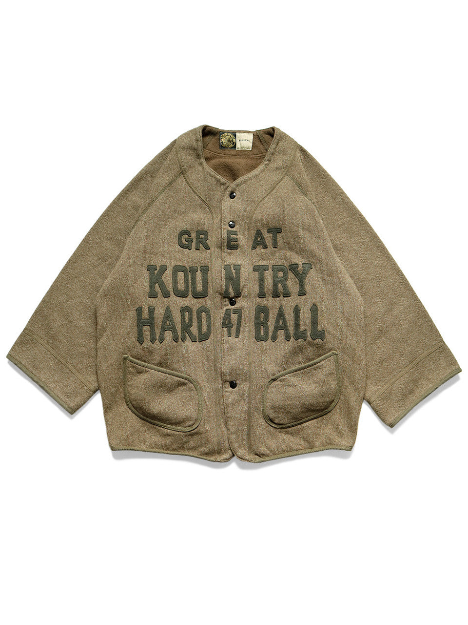 Kapital BEACH Knit Baseball Cardigan (GREAT KOUNTRY) - KHAKI