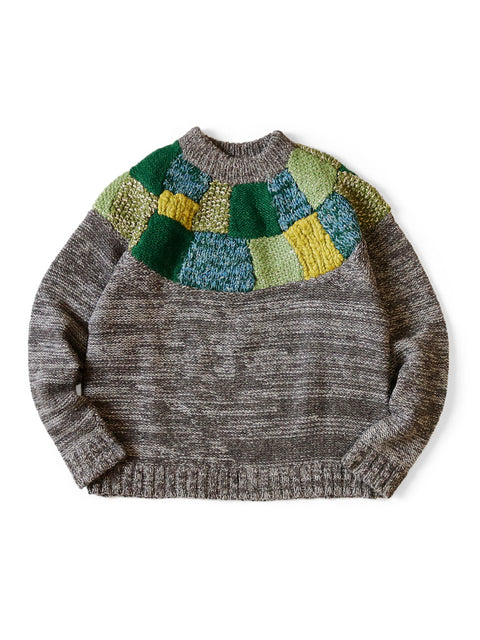Kapital 3G Wool Hand Knit TUGIHAGI Crew Sweater -  GREEN