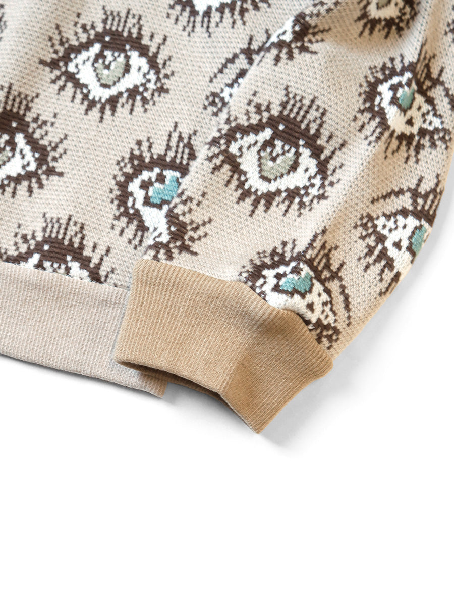 Kapital 8G jacquard knit SPEAKEASY pattern short cardigan - Beige