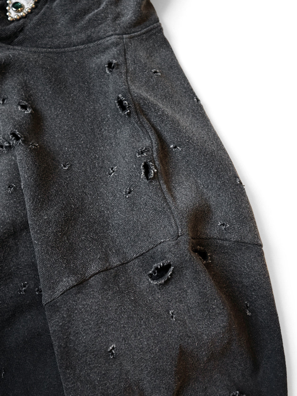 Kapital SWT Knit THRILLER Damaged Hoodie (STUDS) - Black – Totem