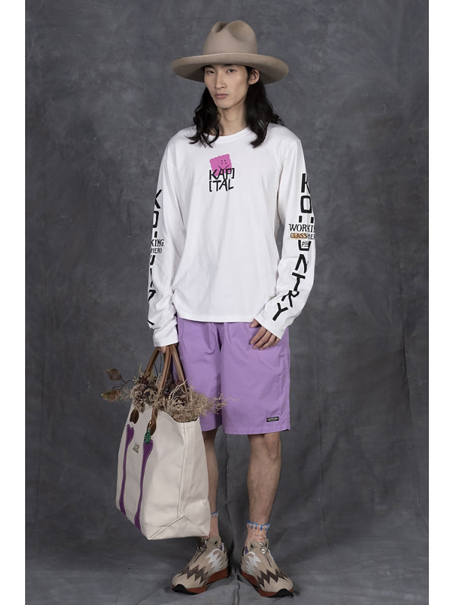 Kapital 20/-Jersey Crew Long Sleeve T (PECKISH KAP) - Yellow