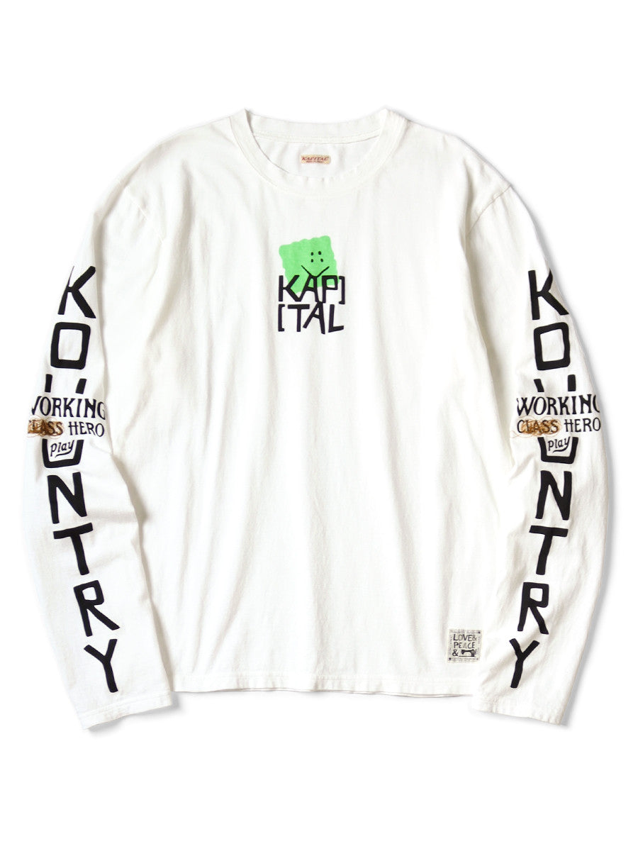 Kapital 20/-Jersey Crew Long Sleeve T (PECKISH KAP) - Green