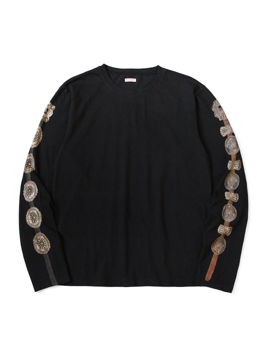 Kapital 20/-Jersey Long Sleeve T (Concho Belt Sleeve) - Black