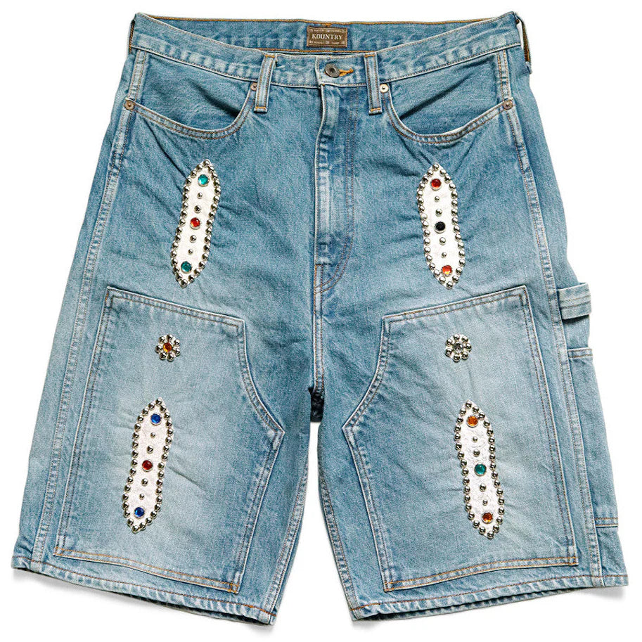 パンツ Kapital 14 oz. Denim Short Pants Studs Kapital 14oz Denim Shorts (STUDS REMAKE) - Indigo Processed