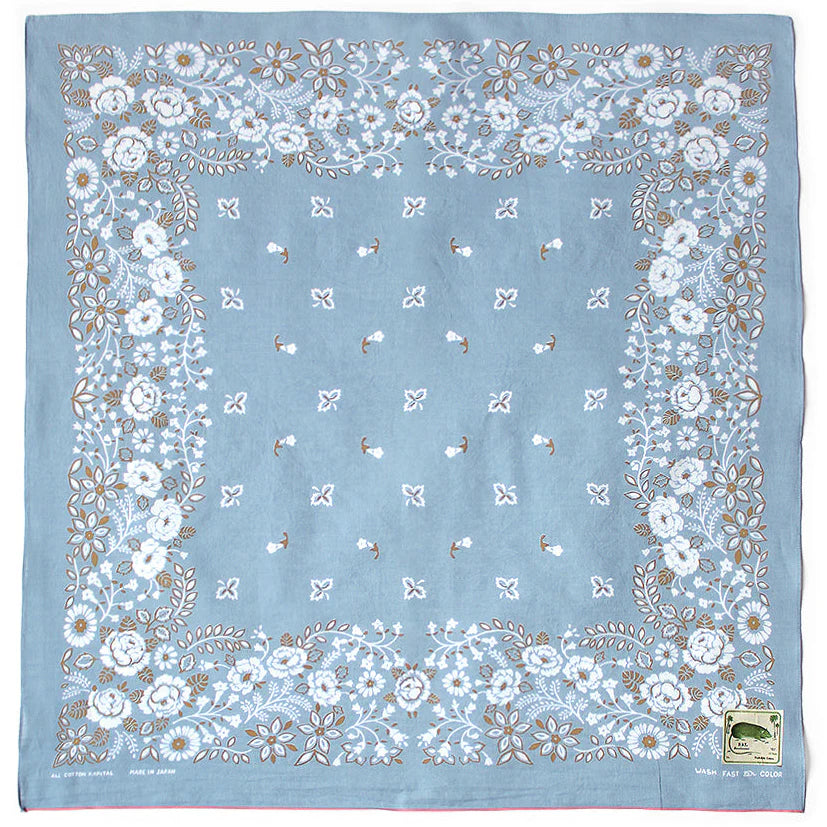 Kapital Fastcolor Selvedge Bandanna (CHURCHILL GARDEN) 30x30 - Sax