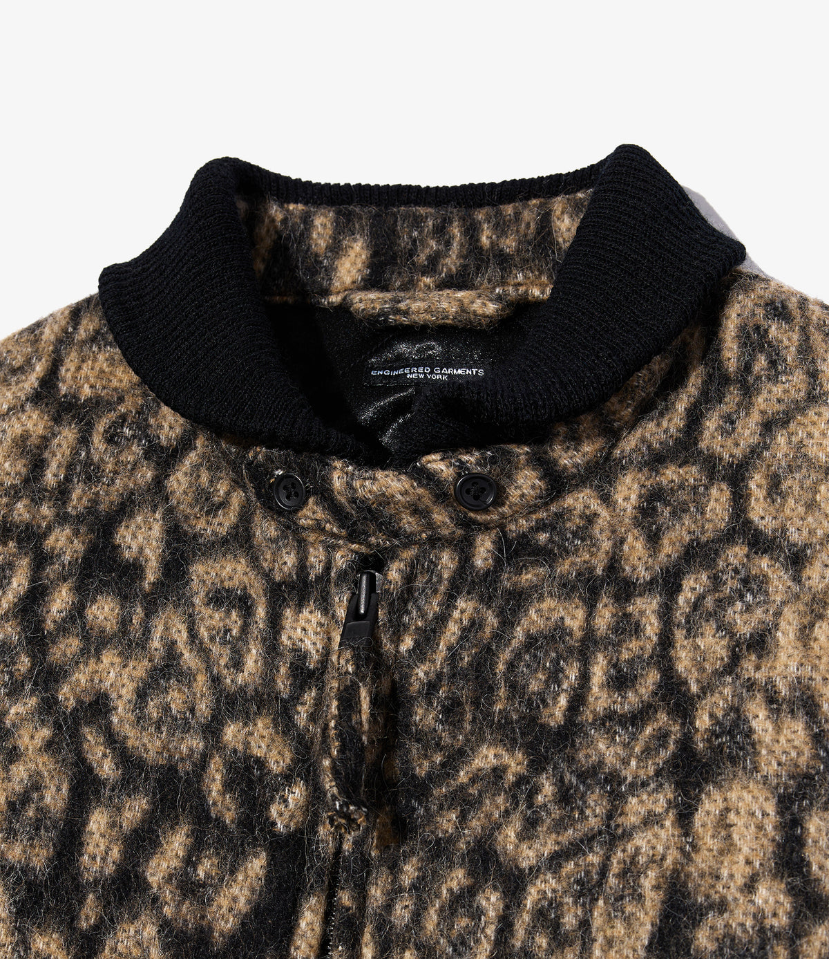Engineered Garments LL Jacket - Brown Wool Poly Leopard Jacquard 