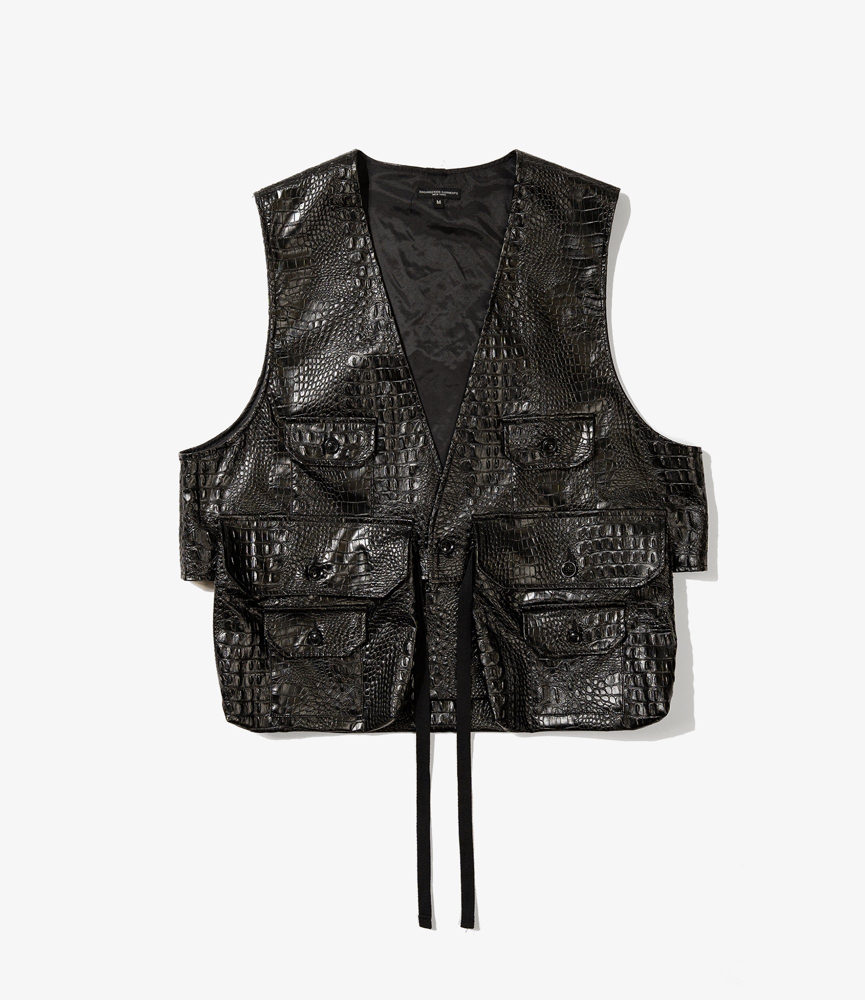 Engineered Garments Fowl Vest - Black Alligator Embossed Fake Leather –  Totem Brand Co.