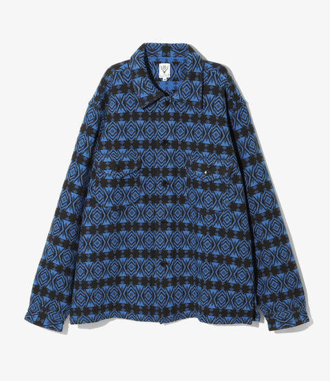 South2 West8 Smokey Shirt - Cotton Dobby / Native Pattern - Blue/Black