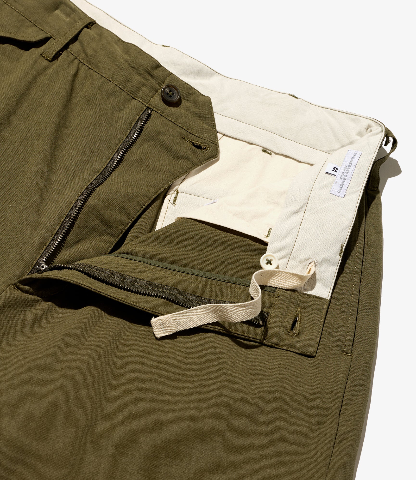 Engineered Garments Officer Pant - Olive Cotton Sanded Cloth