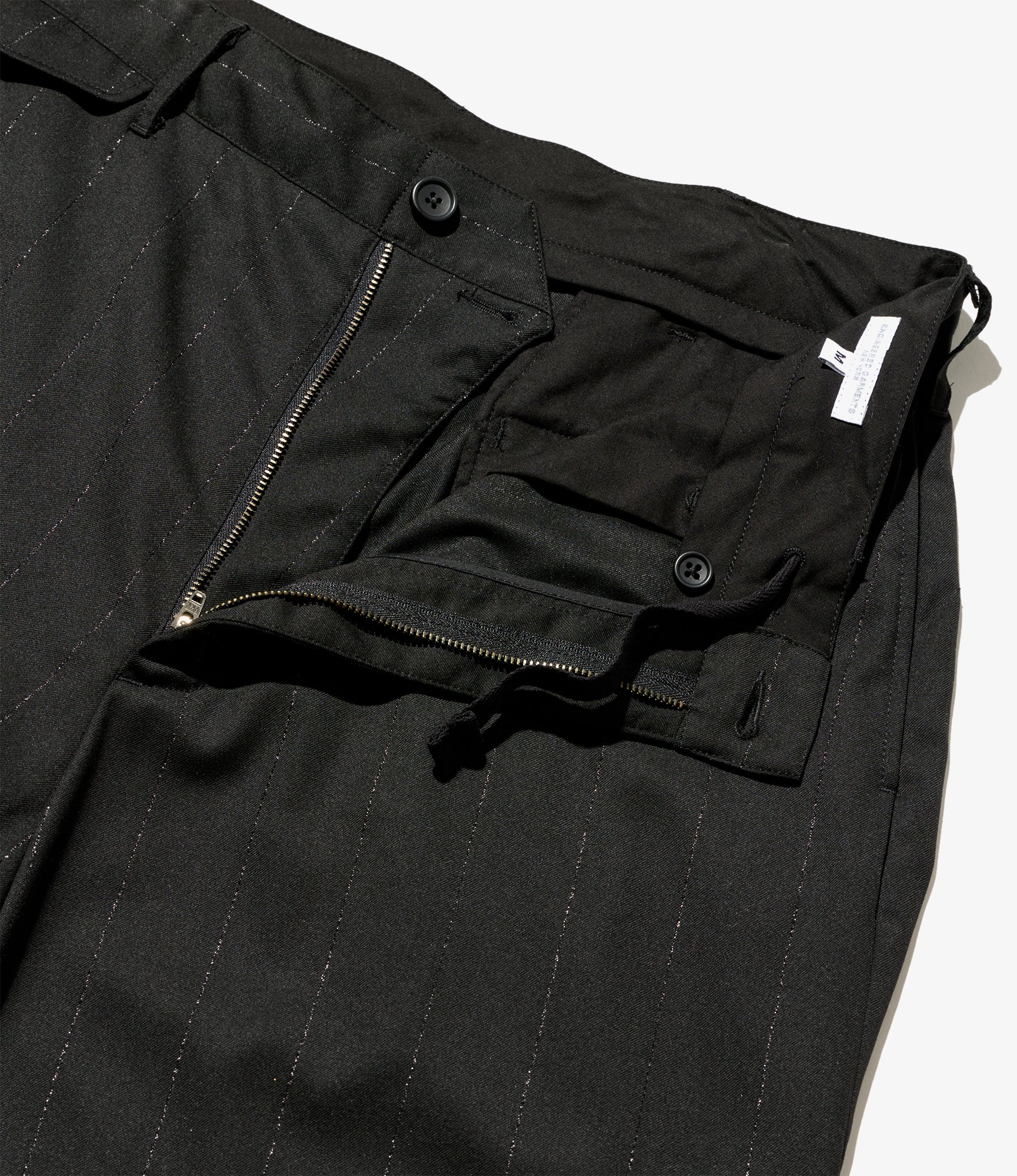 Engineered Garments Officer Pant - Black Polyester Lurex Stripe