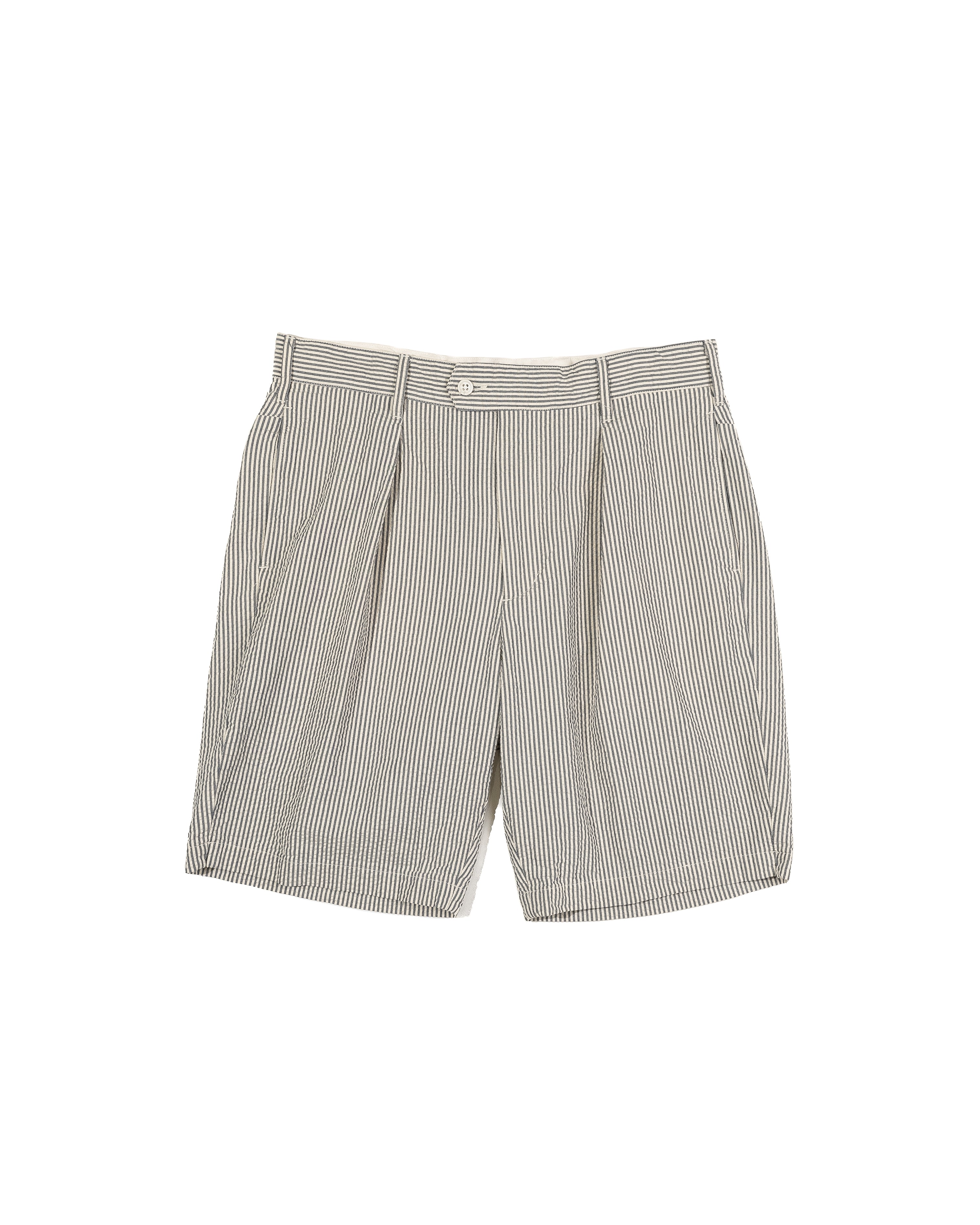 Engineered Garments Sunset Short - Navy/Natural Cotton Seersucker - XS