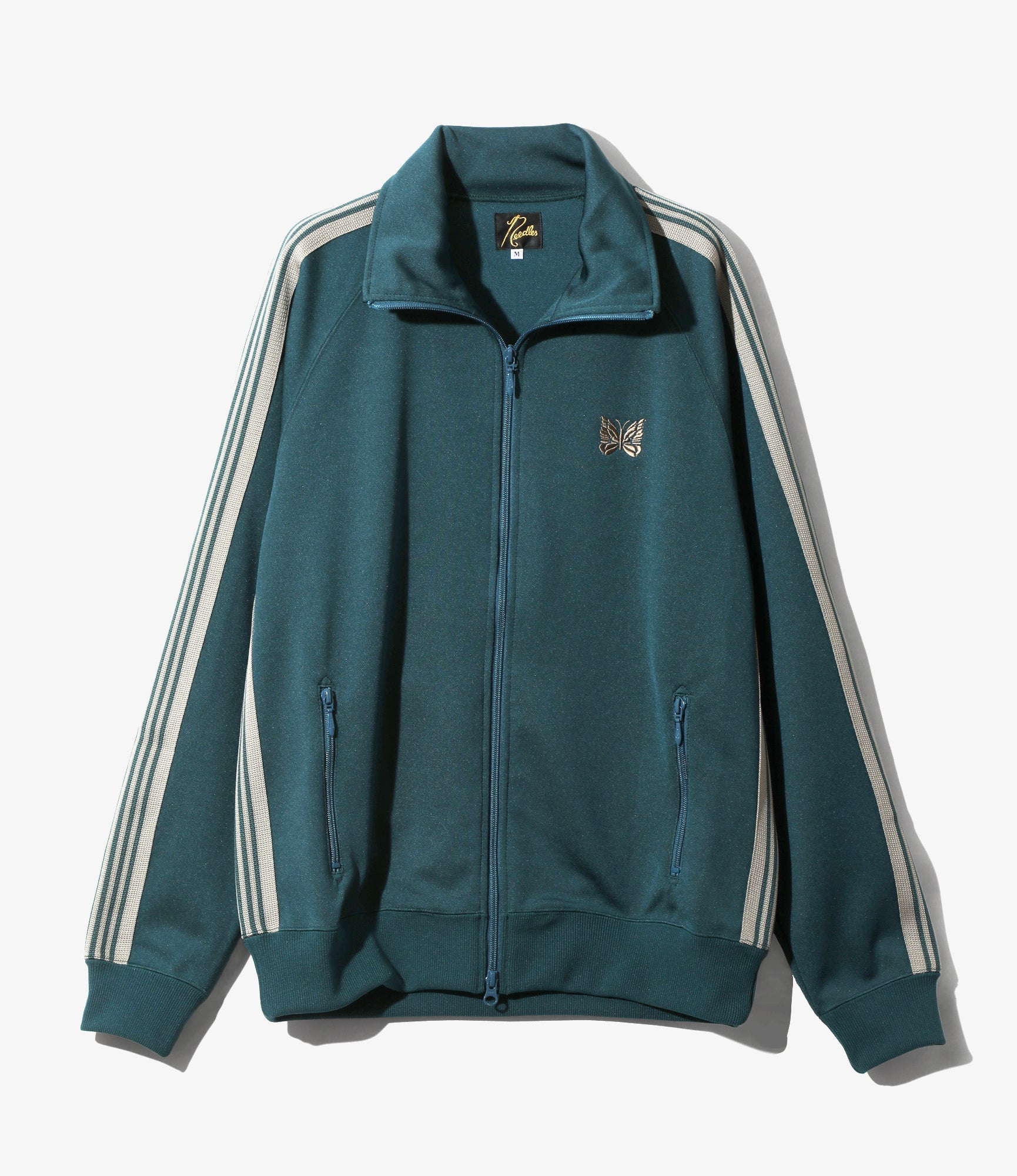 Needles Track Jacket Poly Smooth - Green (Grey Stripe) – Totem
