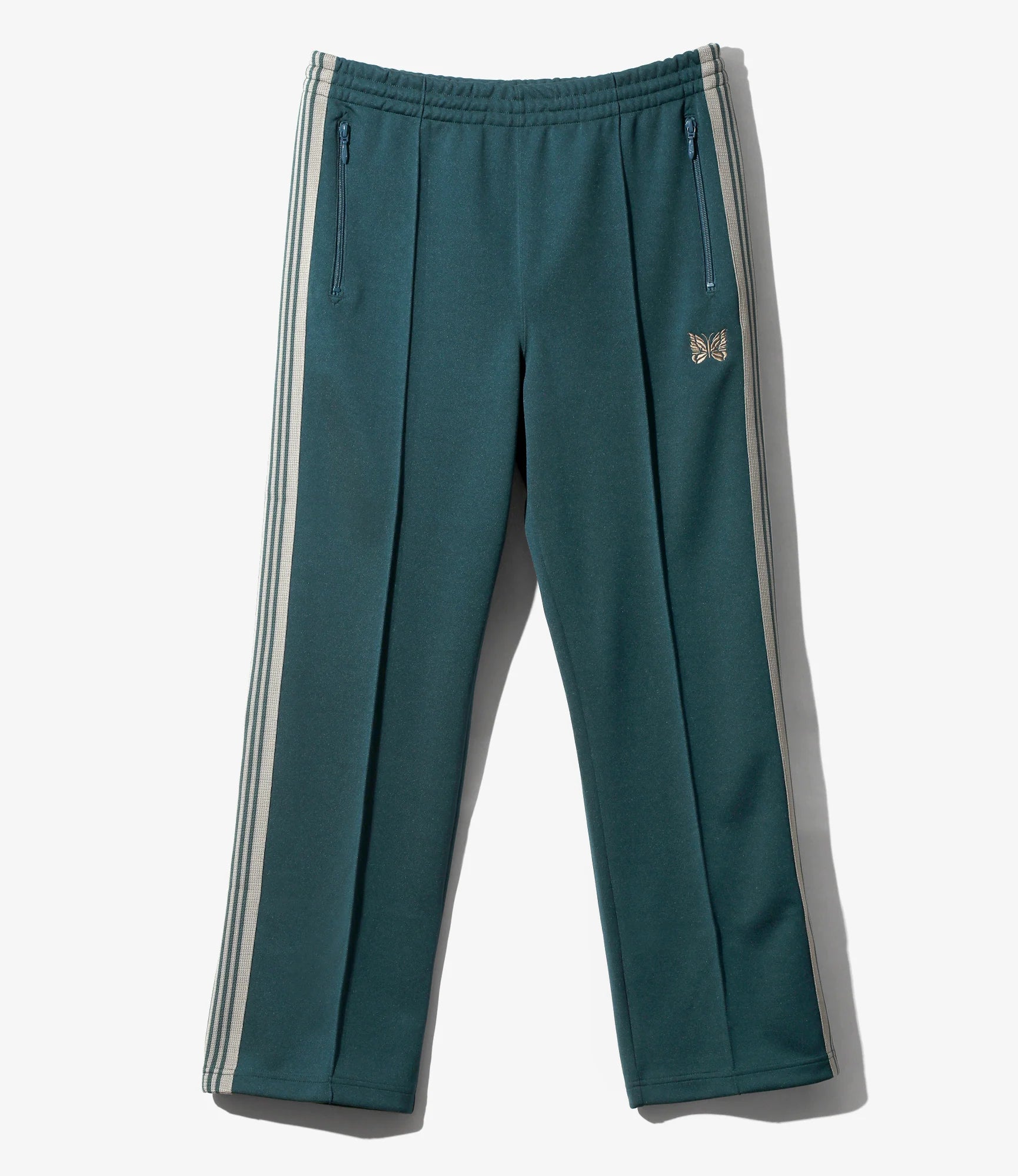 Needles Track Pants Poly Smooth - Green (Grey Stripe) – Totem
