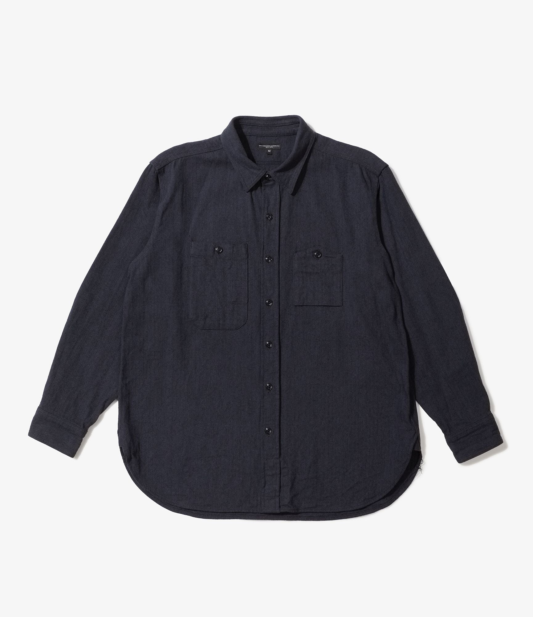 Engineered Garments Work Shirt - Navy Cotton Herringbone Flannel – Totem  Brand Co.