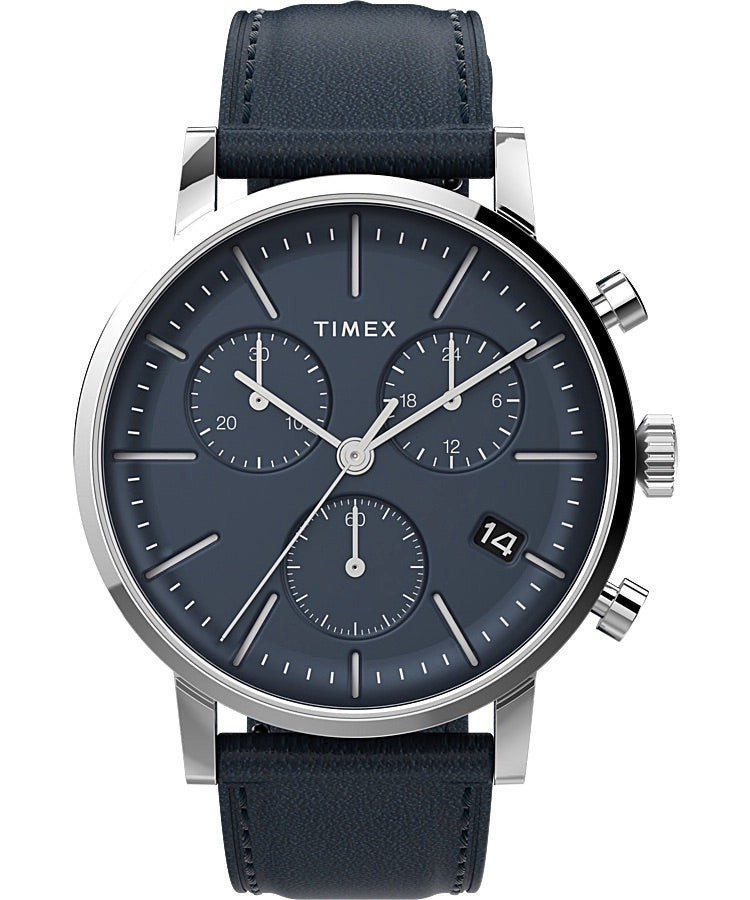 Timex Midtown Chronograph 40mm Leather Strap Watch