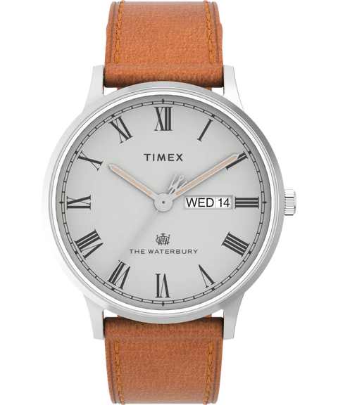 Timex Waterbury Classic 40mm Leather Strap Watch - Tan/Silver