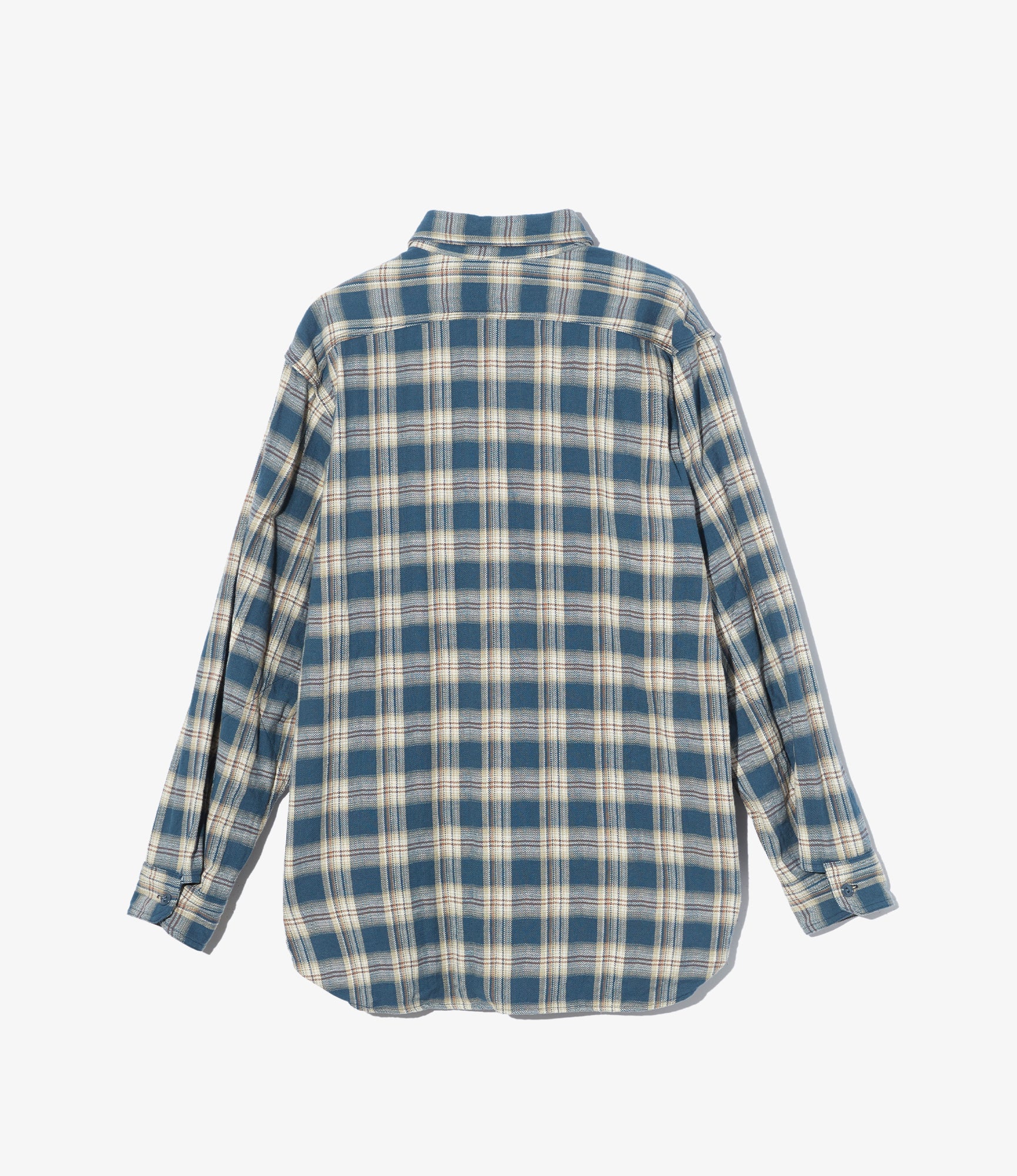Engineered Garments Work Shirt - Navy Cotton Plaid Jacquard