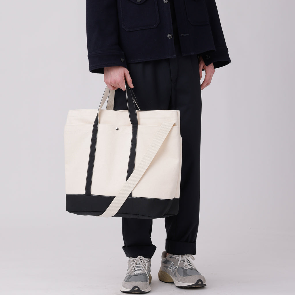 Bags In Progress Zipper Tote Large - Natural x Black – Totem Brand Co.