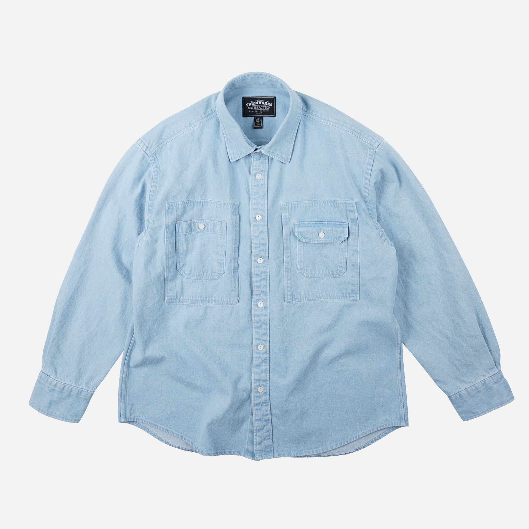 FrizmWorks Bleach Denim Utility Shirt - Light Blue – Totem Brand Co.
